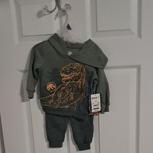 Kids Dinosaur Print Matching Set - Green